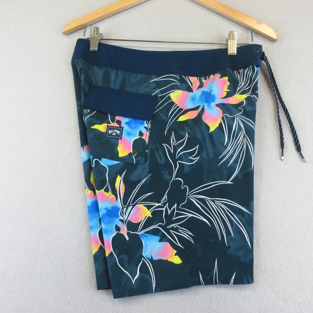 Billabong Board Shorts Mens 28 Navy Blue Floral Recycler Sundays Airlite Surf